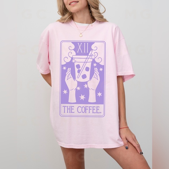 Comfort Colors The Coffee Tarot Card Celestial Graphic Tee - Picture 4 of 10